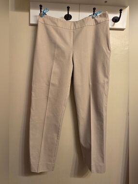 Chico's Khaki Tan Side Zip Cropped Pants Size 1 Medium Professional Career